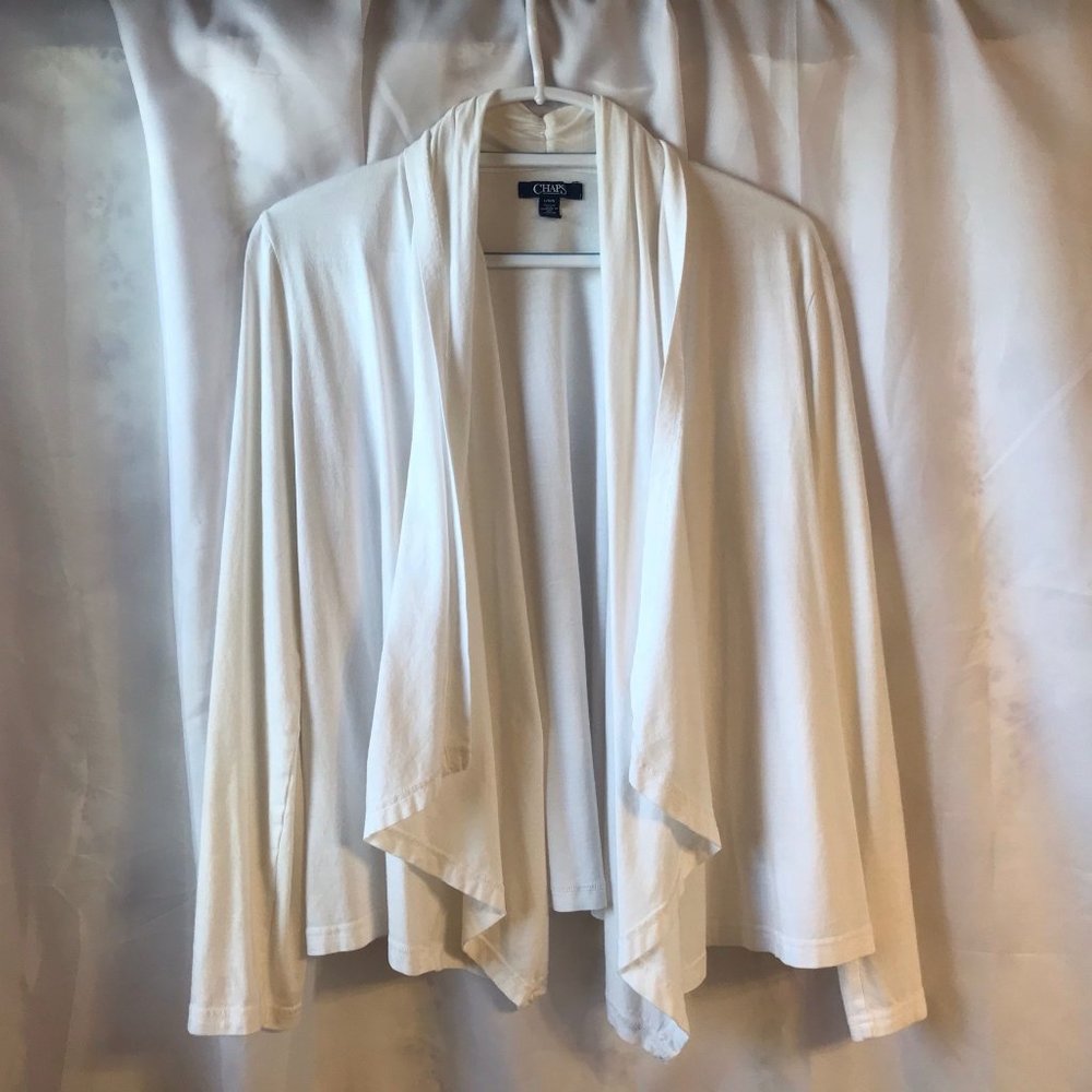 Chaps White Open Cardigan